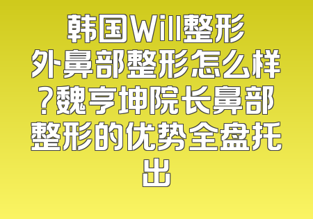 韩国Will整形外鼻部整形怎么样？魏亨坤院长鼻部整形的优势全盘托出