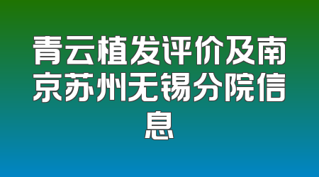 青云植发评价及南京苏州无锡分院信息