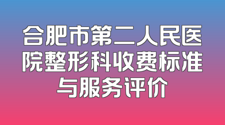 合肥市第二人民医院整形科收费标准与服务评价