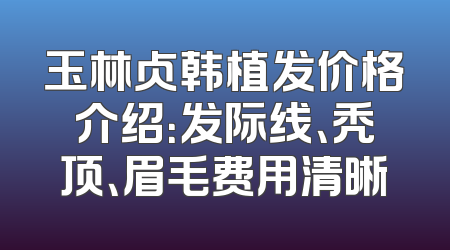 玉林贞韩植发价格介绍：发际线、秃顶、眉毛费用清晰