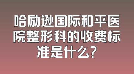 哈励逊国际和平医院整形科的收费标准是什么？