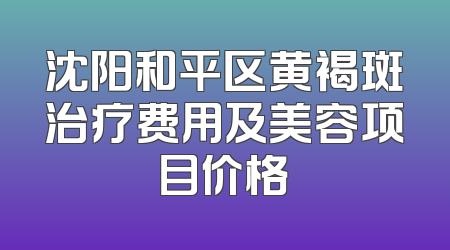 沈阳和平区黄褐斑治疗费用及美容项目价格