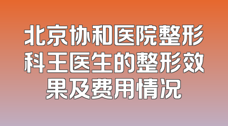 北京协和医院整形科王医生的整形效果及费用情况