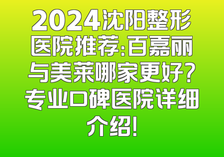 2024沈阳整形医院推荐：百嘉丽与美莱哪家更好？专业口碑医院详细介绍！