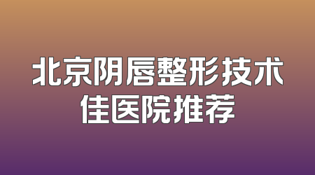 北京阴唇整形技术佳医院推荐