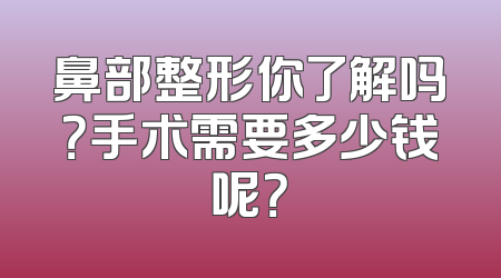 鼻部整形你了解吗？手术需要多少钱呢？