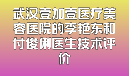 武汉壹加壹医疗美容医院的李艳东和付俊俐医生技术评价