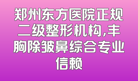 郑州东方医院正规二级整形机构，丰胸除皱鼻综合专业信赖