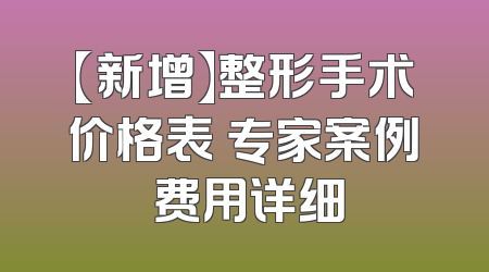 【新增】整形手术价格表 专家案例 费用详细