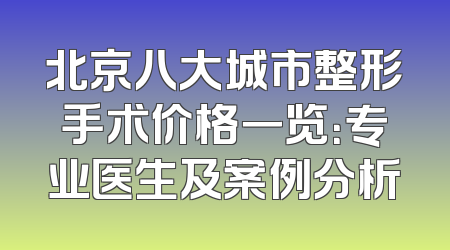 北京八大城市整形手术价格一览：专业医生及案例分析