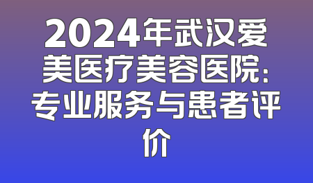 2024年武汉爱美医疗美容医院：专业服务与患者评价