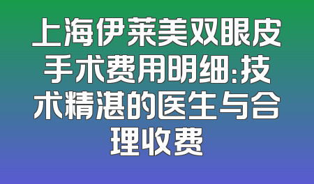 上海伊莱美双眼皮手术费用明细：技术精湛的医生与合理收费