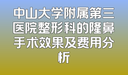 中山大学附属第三医院整形科的隆鼻手术效果及费用分析