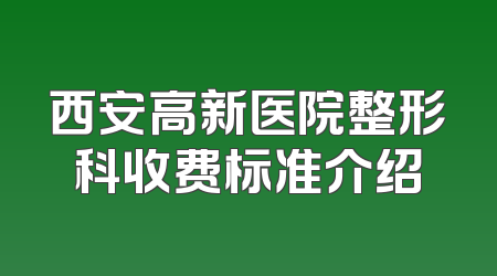 西安高新医院整形科收费标准介绍