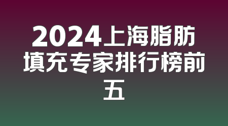 2024上海脂肪填充专家排行榜前五