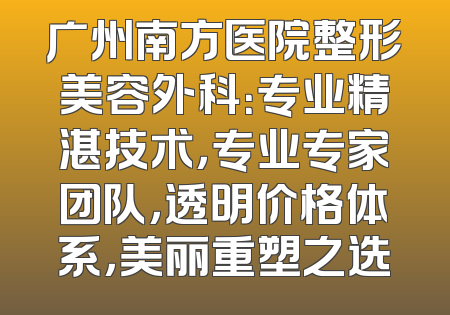 广州南方医院整形美容外科：专业精湛技术，专业专家团队，透明价格体系，美丽重塑之选