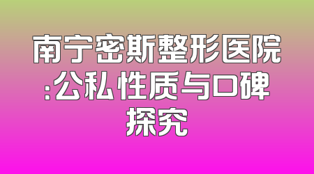 南宁密斯整形医院：公私性质与口碑探究