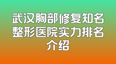 武汉胸部修复知名整形医院实力排名介绍