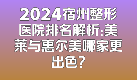 2024宿州整形医院排名解析：美莱与惠尔美哪家更出色？
