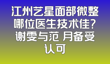 江州艺星面部微整哪位医生技术佳？谢雯与范瓅月备受认可