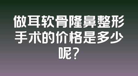 做耳软骨隆鼻整形手术的价格是多少呢？