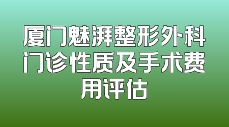 厦门魅湃整形外科门诊性质及手术费用评估