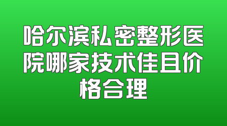 哈尔滨私密整形医院哪家技术佳且价格合理