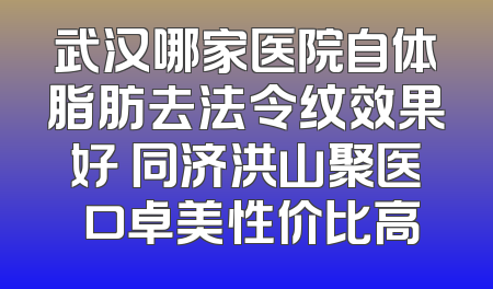 武汉哪家医院自体脂肪去法令纹效果好 同济洪山聚医硚口卓美性价比高