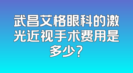 武昌艾格眼科的激光近视手术费用是多少？