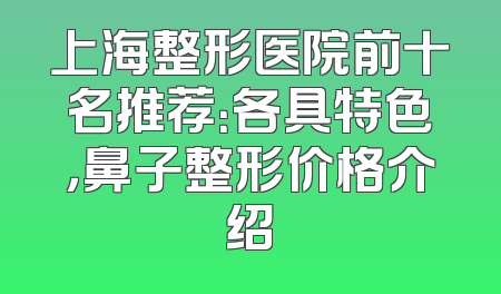 上海整形医院前十名推荐：各具特色，鼻子整形价格介绍