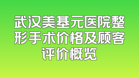 武汉美基元医院整形手术价格及顾客评价概览
