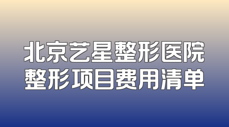 北京艺星整形医院整形项目费用清单