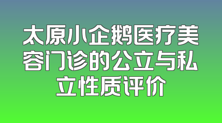 太原小企鹅医疗美容门诊的公立与私立性质评价