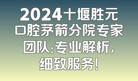 2024十堰胜元口腔茅箭分院专家团队：专业解析，细致服务！