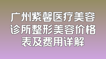 广州紫馨医疗美容诊所整形美容价格表及费用详解