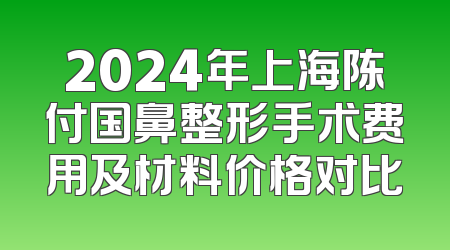 2024年上海陈付国鼻整形手术费用及材料价格对比