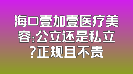 海口壹加壹医疗美容：公立还是私立？正规且不贵