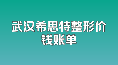 武汉希思特整形价钱账单