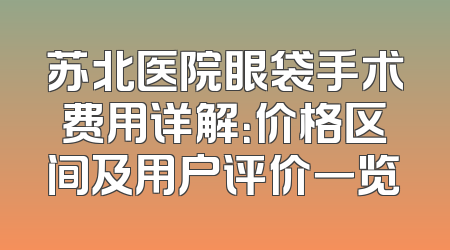 苏北医院眼袋手术费用详解：价格区间及用户评价一览