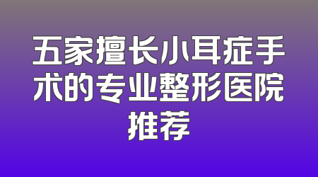 五家擅长小耳症手术的专业整形医院推荐