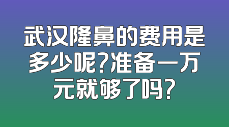 武汉隆鼻的费用是多少呢?准备一万元就够了吗?