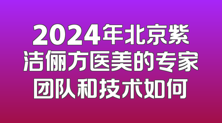 2024年北京紫洁俪方医美的专家团队和技术如何