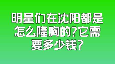 明星们在沈阳都是怎么隆胸的？它需要多少钱？