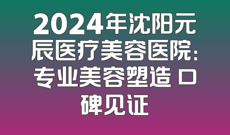 2024年沈阳元辰医疗美容医院：专业美容塑造 口碑见证