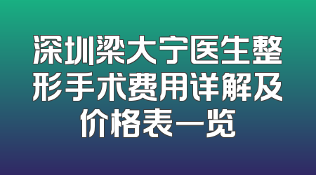 深圳梁大宁医生整形手术费用详解及价格表一览