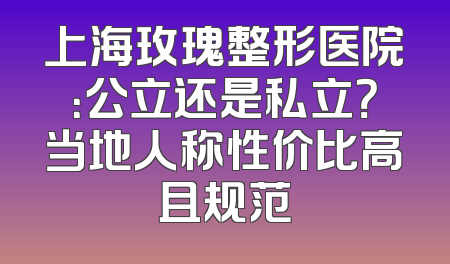 上海玫瑰整形医院：公立还是私立？当地人称性价比高且规范