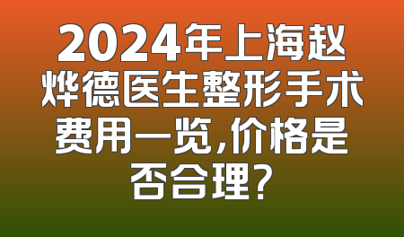 2024年上海赵烨德医生整形手术费用一览，价格是否合理？