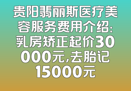 贵阳翡丽斯医疗美容服务费用介绍：乳房矫正起价30000元，去胎记15000元