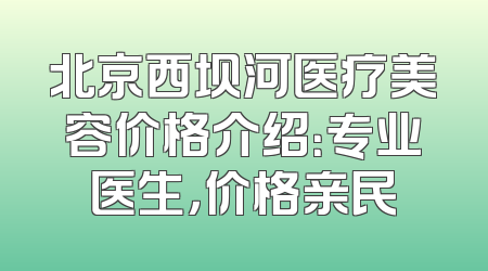 北京西坝河医疗美容价格介绍：专业医生，价格亲民