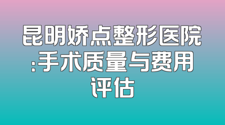 昆明娇点整形医院：手术质量与费用评估